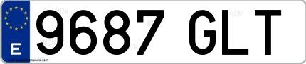 Ejemplo de matrícula española 9687 GLT