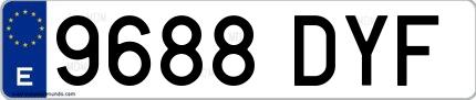 Ejemplo de matrícula española 9688 DYF