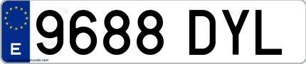 Ejemplo de matrícula española 9688 DYL