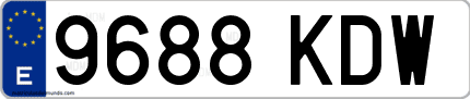 Ejemplo de matrícula de coche ordinaria 9688 KDW