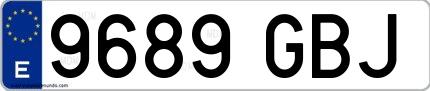 Ejemplo de matrícula española 9689 GBJ