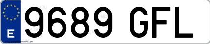 Ejemplo de matrícula española 9689 GFL