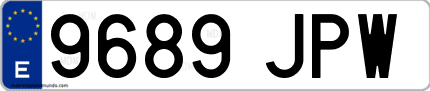 Ejemplo de matrícula de coche ordinaria 9689 JPW