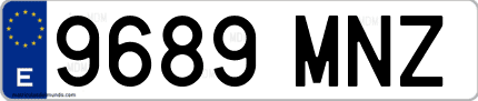 Ejemplo de matrícula de coche ordinaria 9689 MNZ