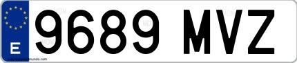 Ejemplo de matrícula española 9689 MVZ