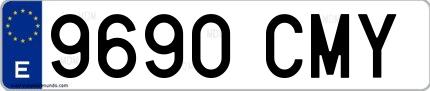Ejemplo de matrícula española 9690 CMY