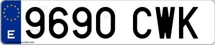 Ejemplo de matrícula española 9690 CWK