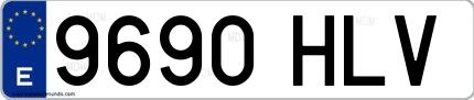 Ejemplo de matrícula española 9690 HLV
