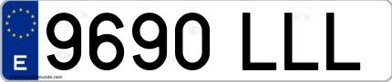 Ejemplo de matrícula española 9690 LLL