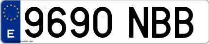 Ejemplo de matrícula española 9690 NBB