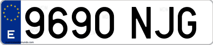 Ejemplo de matrícula de coche ordinaria 9690 NJG