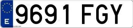 Ejemplo de matrícula española 9691 FGY
