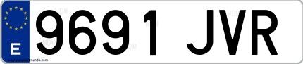 Ejemplo de matrícula española 9691 JVR