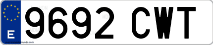 Ejemplo de matrícula de coche ordinaria 9692 CWT