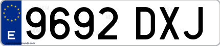 Ejemplo de matrícula de coche ordinaria 9692 DXJ