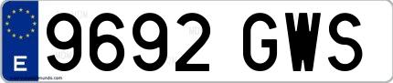 Ejemplo de matrícula española 9692 GWS