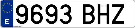 Ejemplo de matrícula española 9693 BHZ