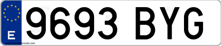 Ejemplo de matrícula de coche ordinaria 9693 BYG