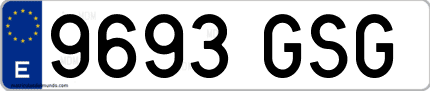 Ejemplo de matrícula de coche ordinaria 9693 GSG