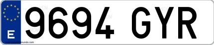 Ejemplo de matrícula española 9694 GYR