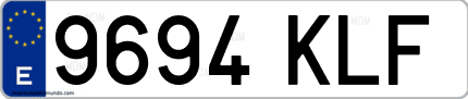 Ejemplo de matrícula de coche ordinaria 9694 KLF