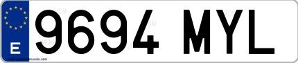 Ejemplo de matrícula española 9694 MYL