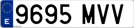 Ejemplo de matrícula de coche ordinaria 9695 MVV