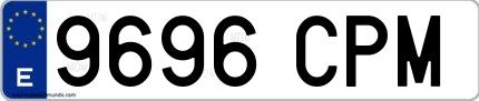Ejemplo de matrícula española 9696 CPM