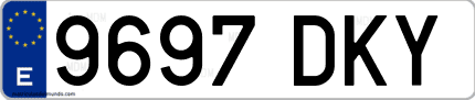 Ejemplo de matrícula de coche ordinaria 9697 DKY