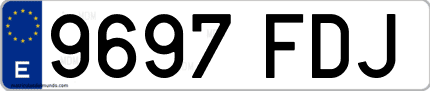 Ejemplo de matrícula de coche ordinaria 9697 FDJ