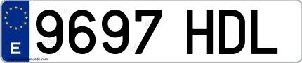 Ejemplo de matrícula española 9697 HDL