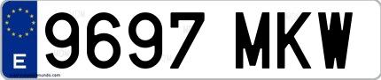 Ejemplo de matrícula española 9697 MKW