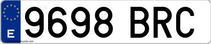 Ejemplo de matrícula española 9698 BRC