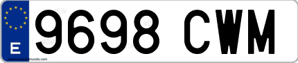 Ejemplo de matrícula de coche ordinaria 9698 CWM