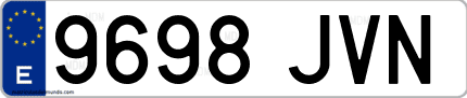 Ejemplo de matrícula de coche ordinaria 9698 JVN