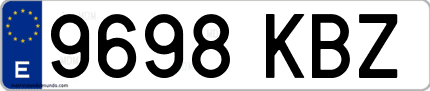 Ejemplo de matrícula de coche ordinaria 9698 KBZ