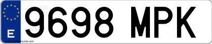 Ejemplo de matrícula española 9698 MPK