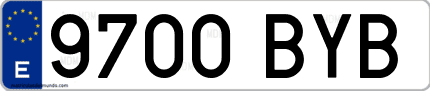 Ejemplo de matrícula de coche ordinaria 9700 BYB