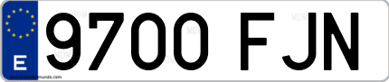Ejemplo de matrícula de coche ordinaria 9700 FJN
