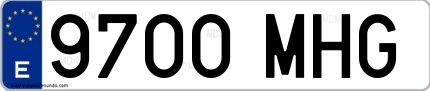 Ejemplo de matrícula española 9700 MHG