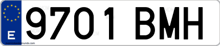 Ejemplo de matrícula de coche ordinaria 9701 BMH