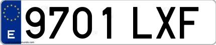 Ejemplo de matrícula española 9701 LXF