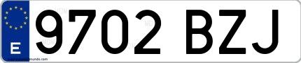 Ejemplo de matrícula española 9702 BZJ