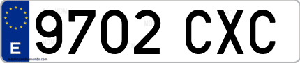 Ejemplo de matrícula de coche ordinaria 9702 CXC