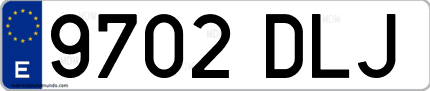 Ejemplo de matrícula de coche ordinaria 9702 DLJ