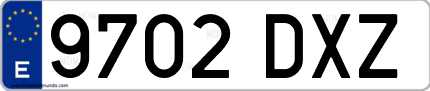 Ejemplo de matrícula de coche ordinaria 9702 DXZ