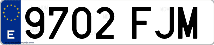Ejemplo de matrícula de coche ordinaria 9702 FJM