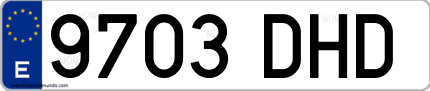 Ejemplo de matrícula de coche ordinaria 9703 DHD