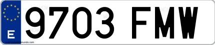Ejemplo de matrícula española 9703 FMW