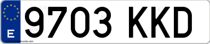 Ejemplo de matrícula de coche ordinaria 9703 KKD